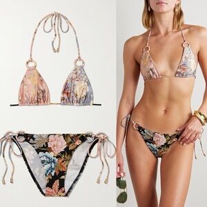 ZIMMERMANN Tallow Embellished Floral-Print Bikini sz 3 US 10 NWT